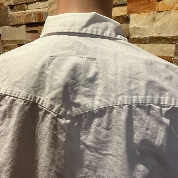 MAISON MARGIElA  White Button Down Shirt Dress with Silver Snaps - Picture 10 of 16